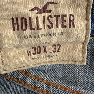 Hollister Blue Denim Jeans with Tan Patch